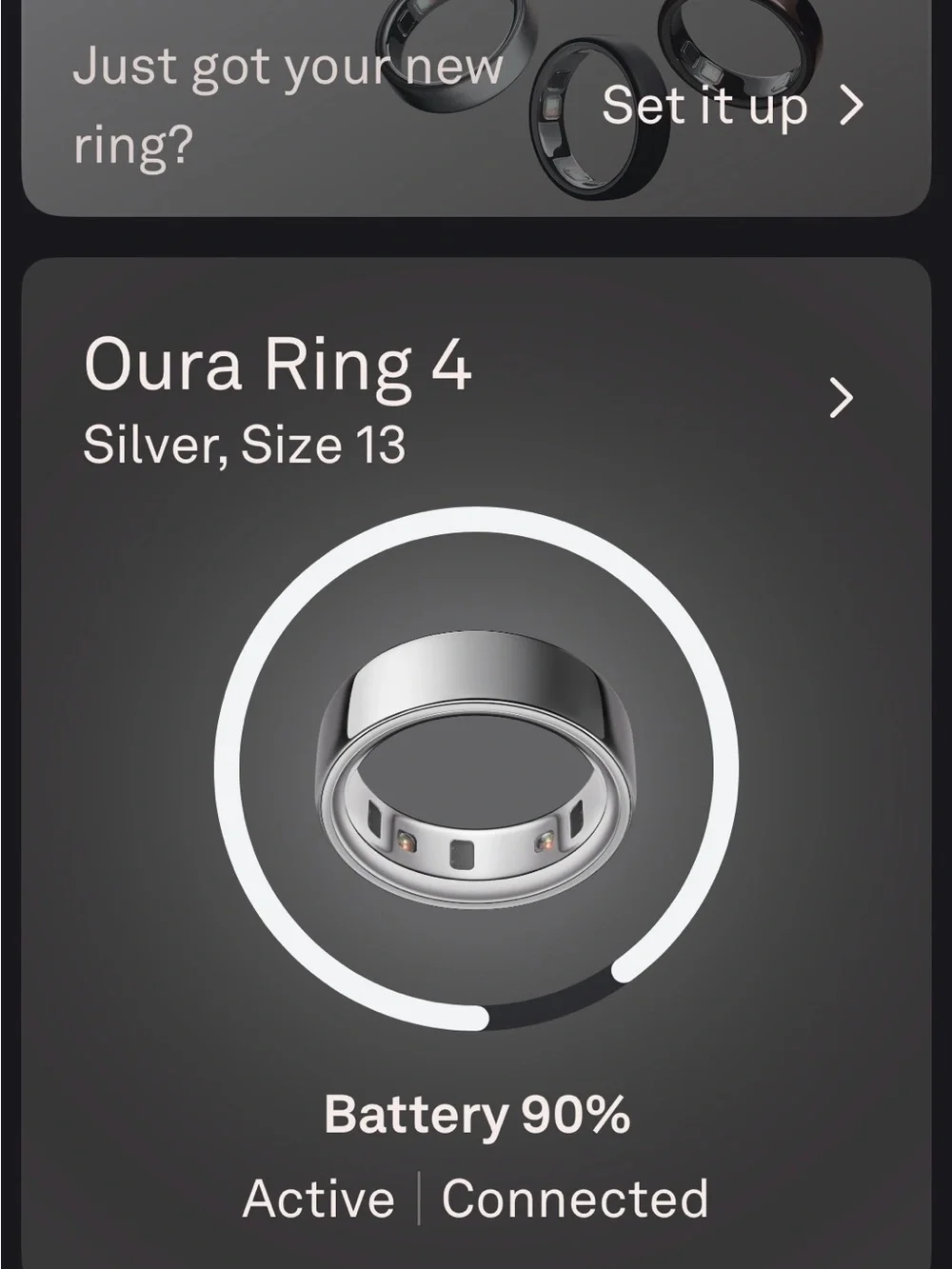 Oura Gen 4 Silver Ring Size 13— Polished Metallic Finish